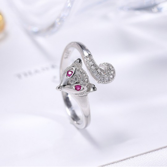 Kitsune 925 Silver Diamond Ring