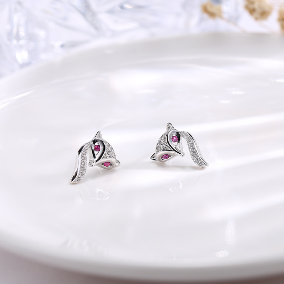 Kitsune 925 Silver Diamond Earring Studs