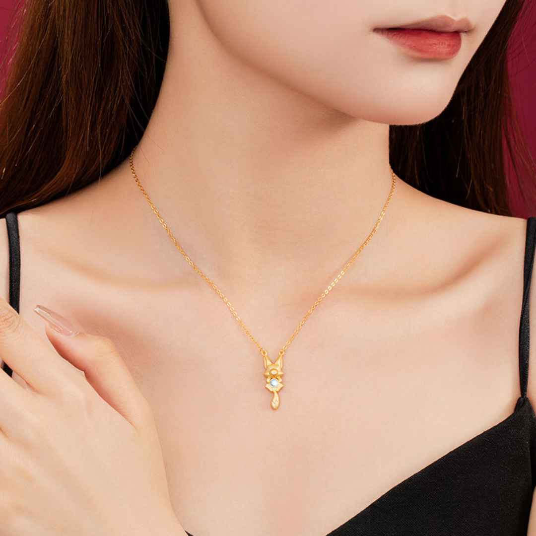 Kitsune Gold-Plated 925 Glass Stone Necklace