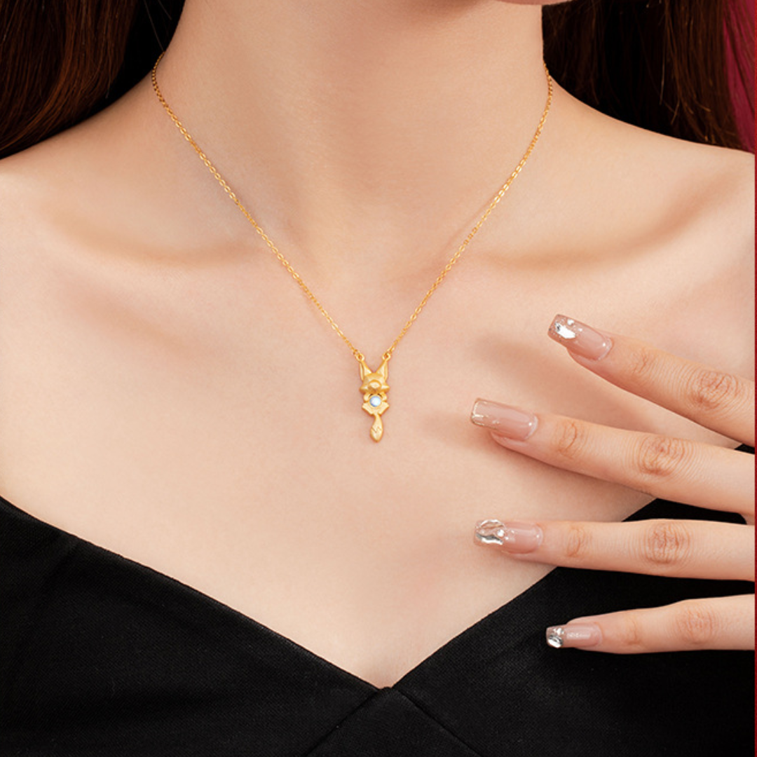 Kitsune Gold-Plated 925 Glass Stone Necklace