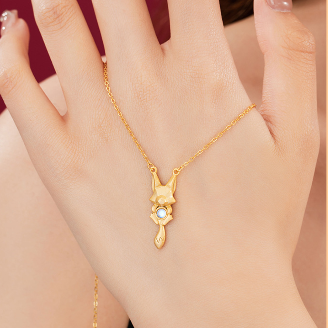 Kitsune Gold-Plated 925 Glass Stone Necklace