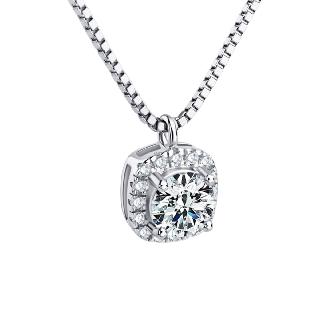 Halo Moissanite Pendant Necklace