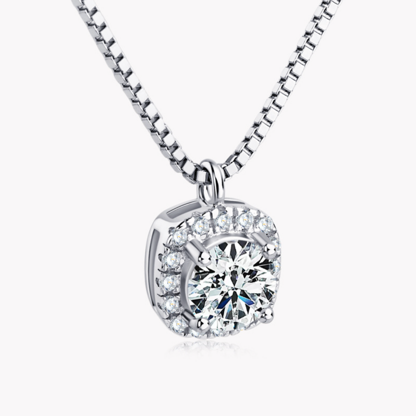 Halo Moissanite Pendant Necklace