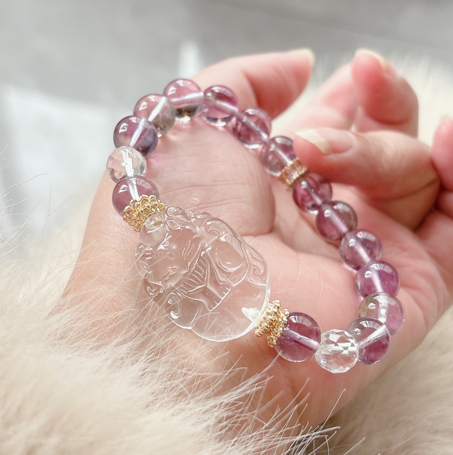 Kitsune Amethyst Beaded Bracelet