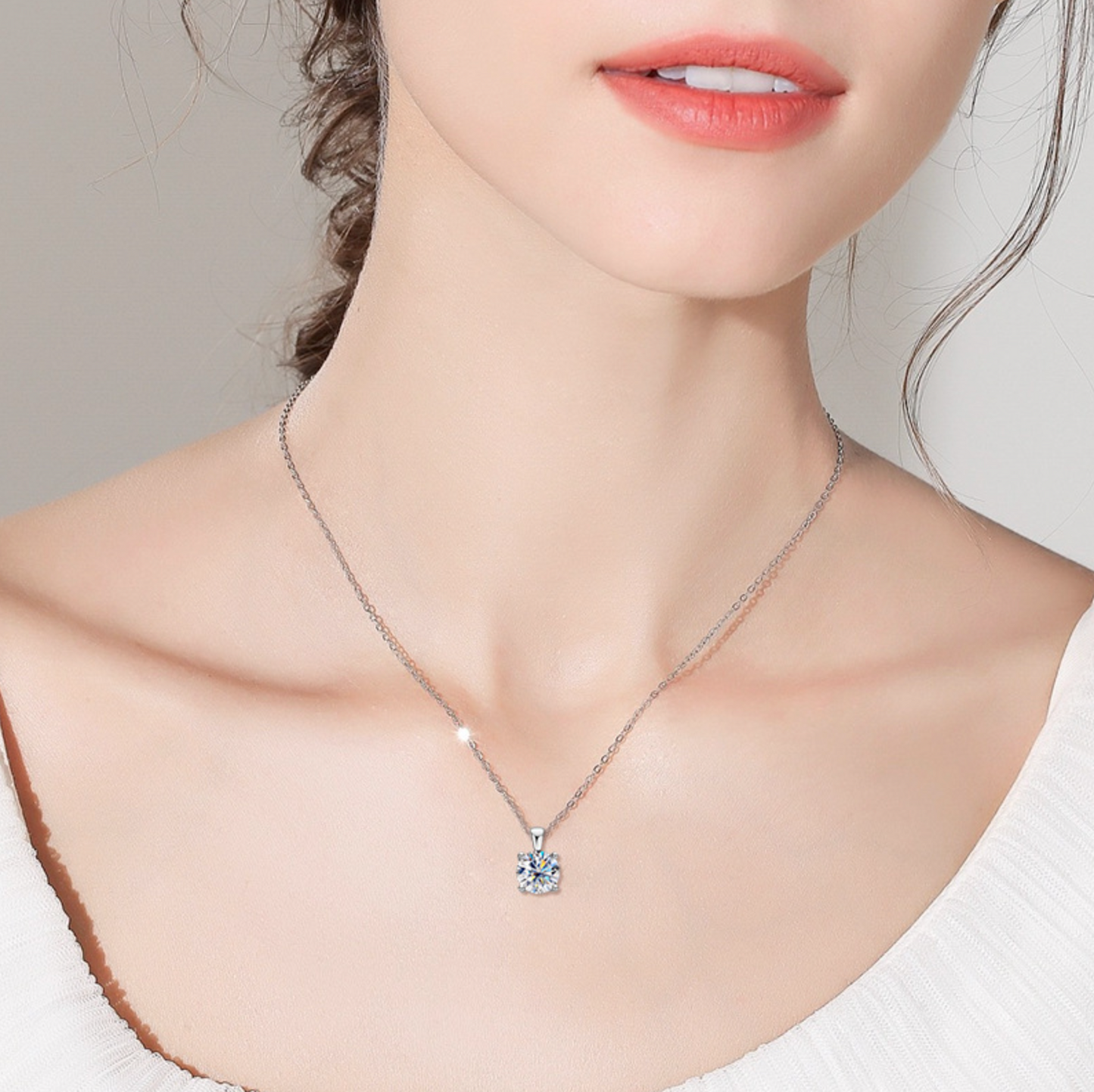 Four-Prong Moissanite Pendant Necklace III