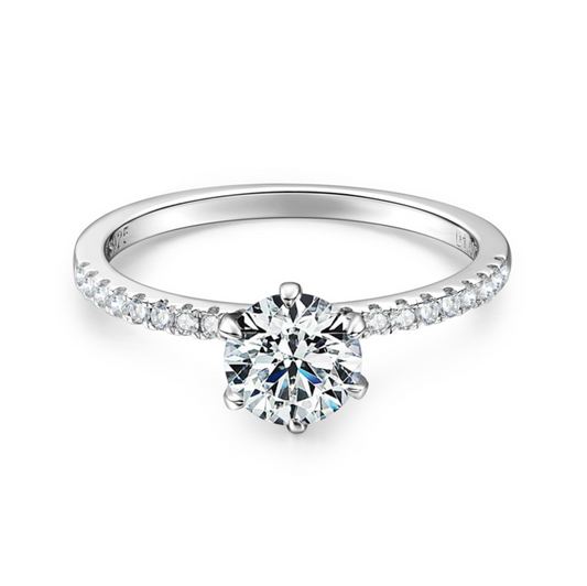 6-Prong Moissanite Pavé Ring