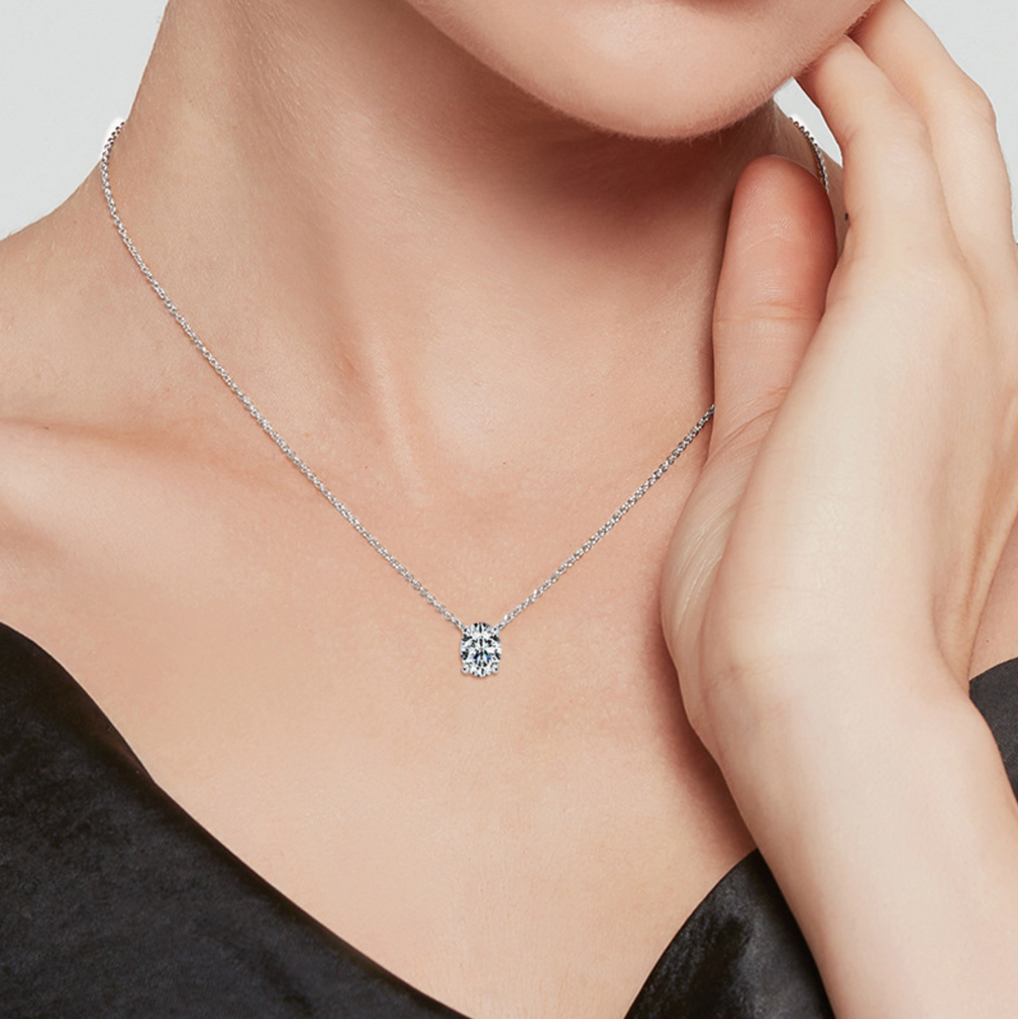 Oval Moissanite Slider Necklace