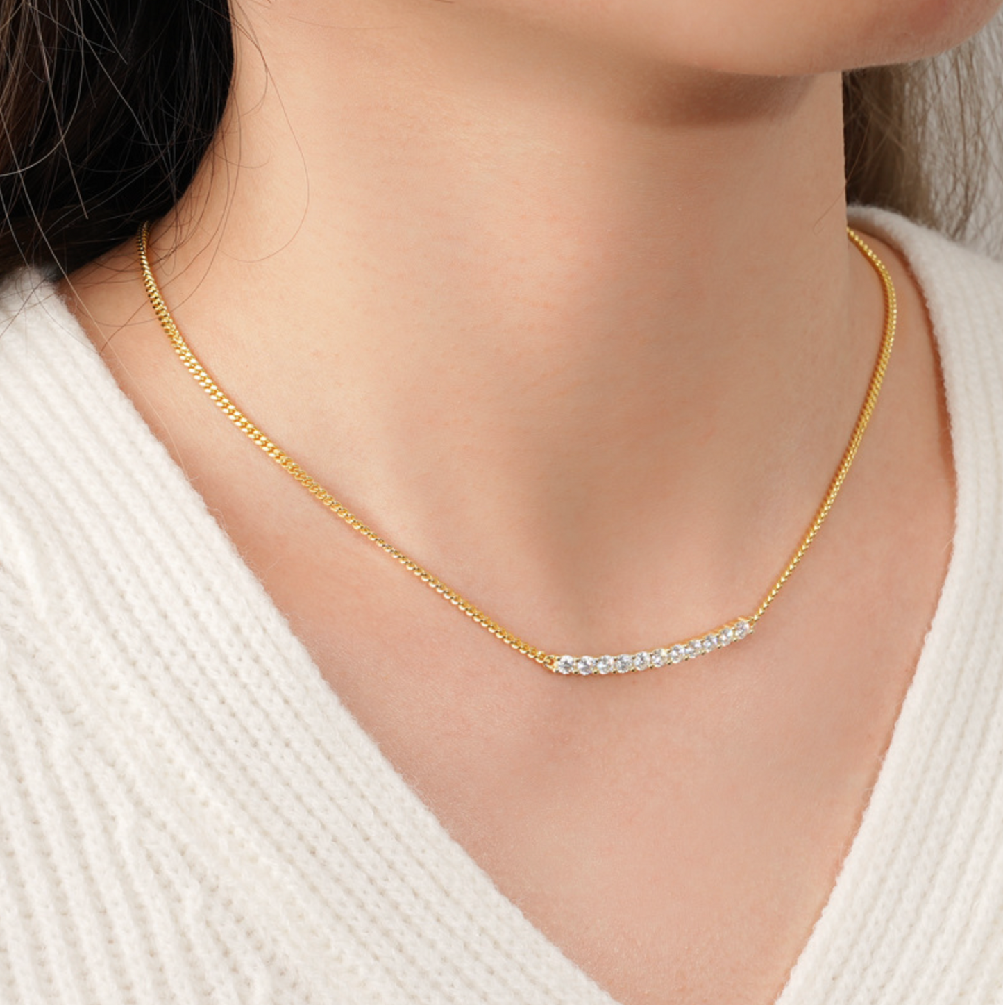 Moissanite Bar Necklace